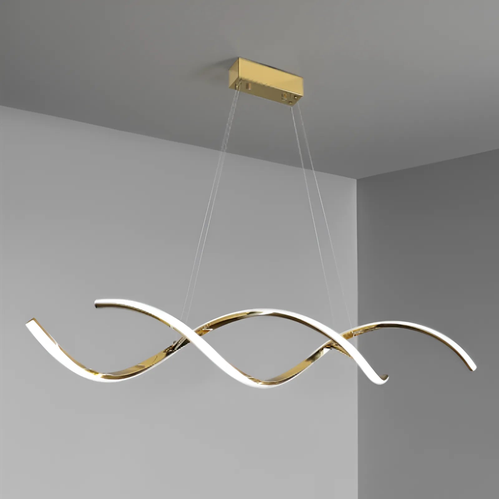 luminaria-de-teto-lustre-pendente-led-moderno-modernize-foto-frente-perto-pendurado-no-teto-iluminando-sala-de-jantar-aluminio-metal-rose-gold