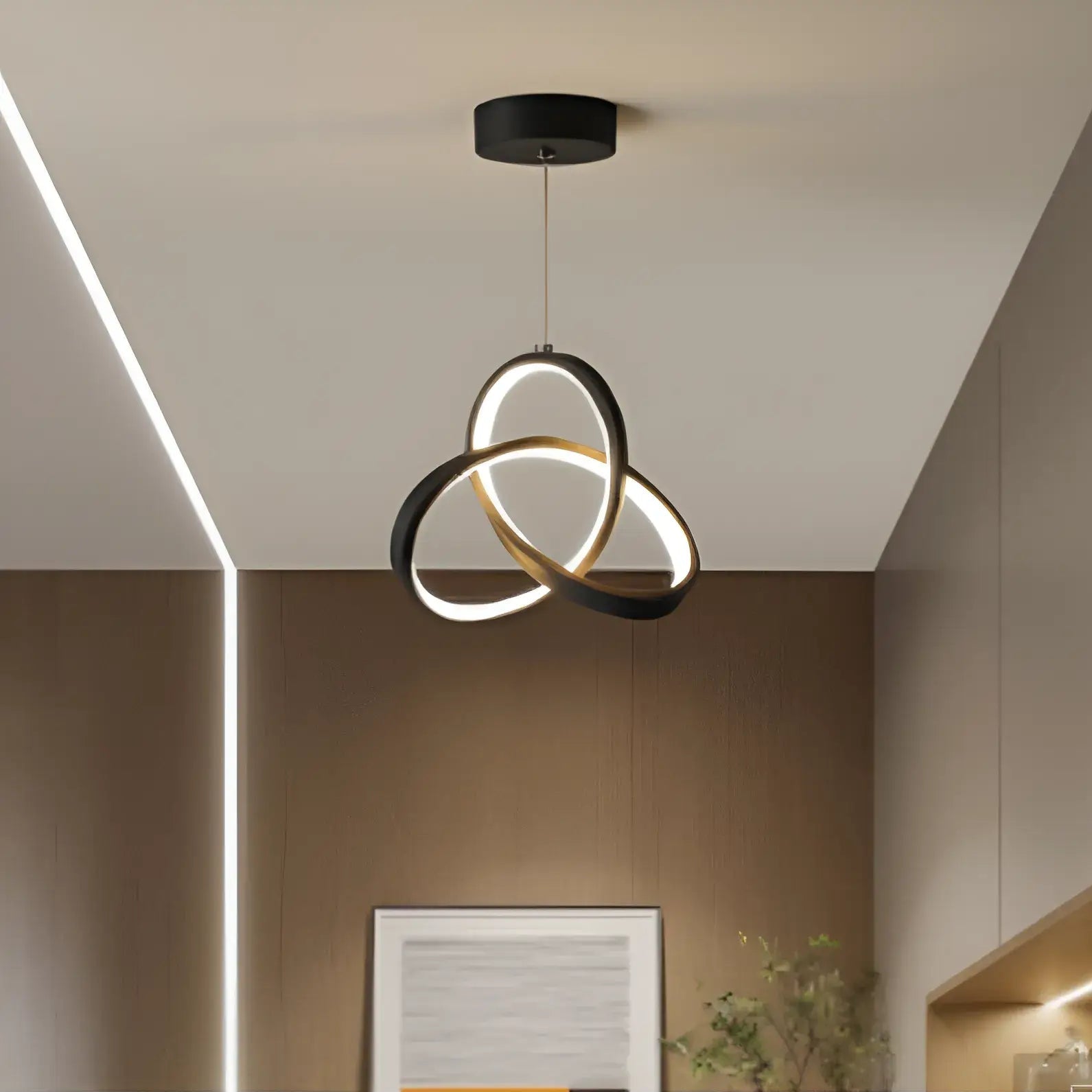 luminaria-de-teto-lustre-preto-pendente-led-modernize-foto-frente-pendurado-iluminando-corredor-aluminio-acrilico